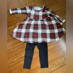 2T Hanna Andersson plaid holiday skater dress and leggings set